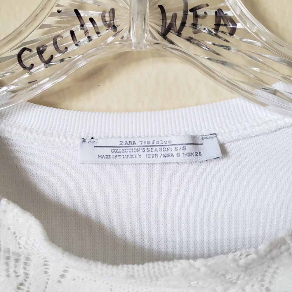 Zara White Ivory Cold Shoulder Shift Dress Small - Picture 3 of 8